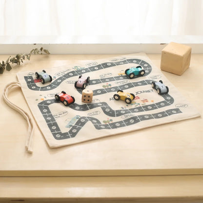 35x31 cm Montessori Spielmatte – Verkehrsstraßenkarte mit Holzauto, für Eltern-Kind-Interaktion und Bildung