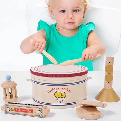 Holz-Xylophon-Drum-Set für Kleinkinder, Montessori-Musikinstrumente für Babys, Schlagzeug-Percussion-Musikspielzeug